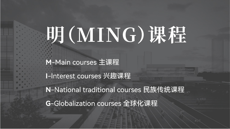 为明学校明MING课程体系图 主课程兴趣民族传统全球化课程 锦连环设计