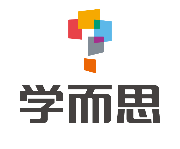 学而思彩色拼图logo与品牌中文字标，教育品牌连锁环境设计的核心标识
