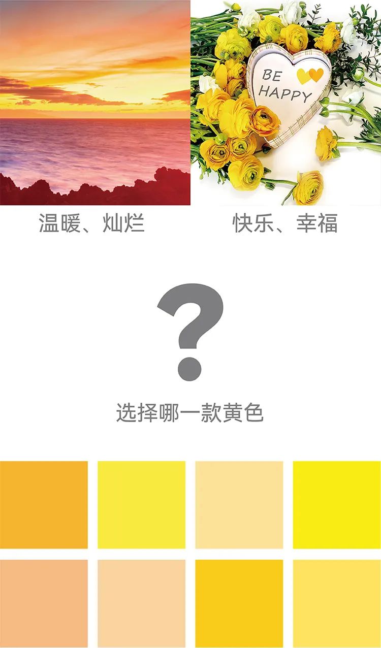 学而思品牌色彩情绪板，暖阳花卉意象配问号符号与黄色色卡，教育品牌设计探索