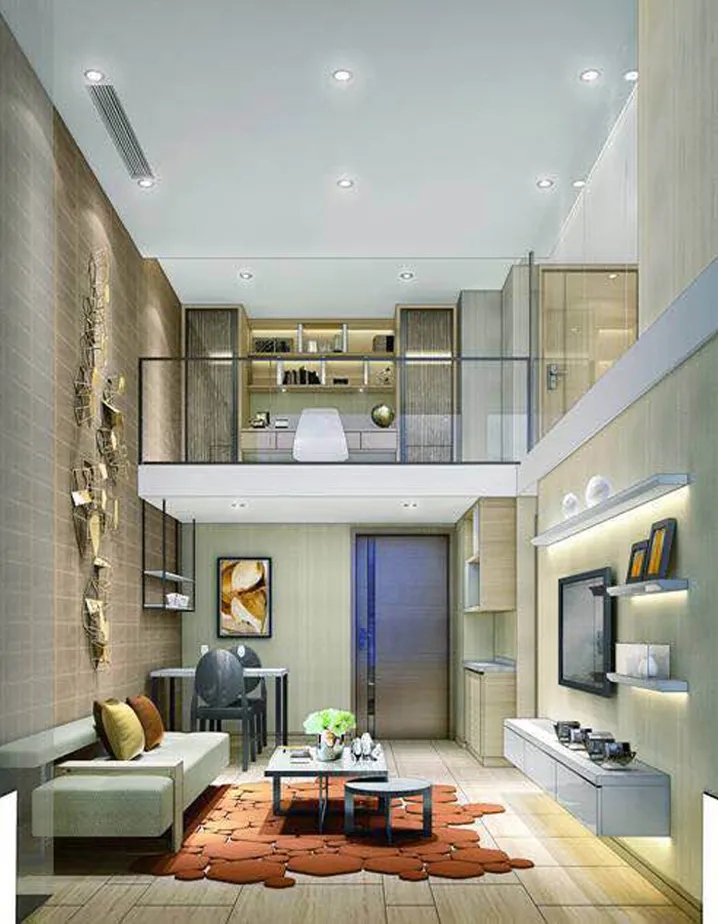 锦连环精装loft公寓室内，明亮舒适的员工居住空间