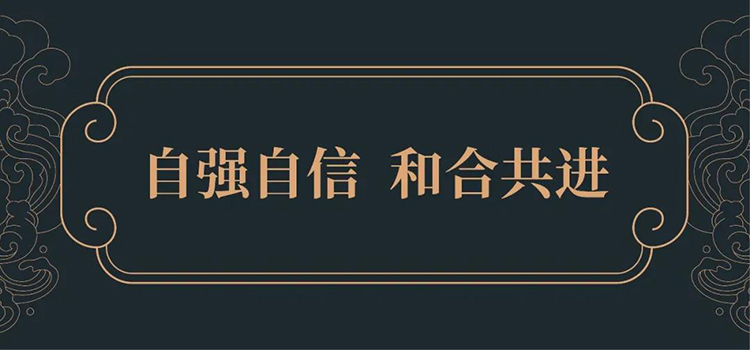 郑州龙飞中学办学理念文化板，自强自信和合共进标语设计