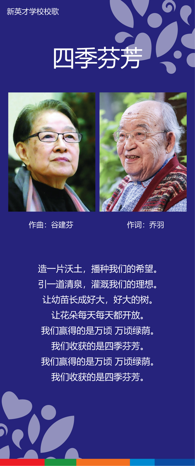 新英才学校四季芬芳人物竖版文化展板，锦连环校园文化建设