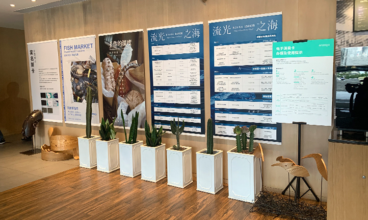 阿那亚室内展陈空间画册展架，锦连环文化之旅参访
