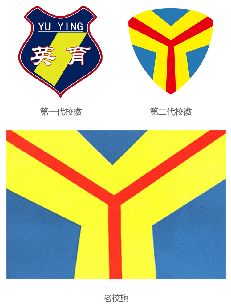 灯市口小学盾形Y字校徽蓝黄配色设计推演，锦连环校徽设计案例