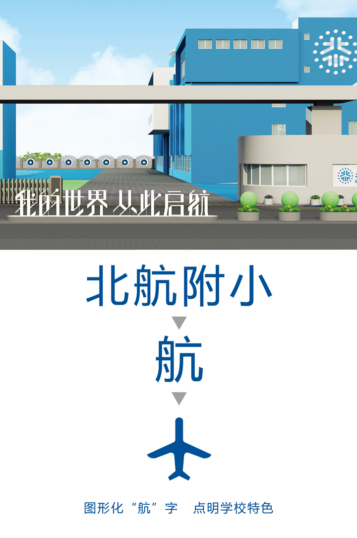 北航附小蓝色品牌画册航与飞机封面，锦连环VI系统设计