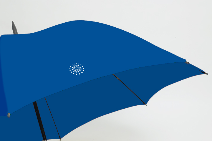 北航附小蓝色logo品牌雨伞，锦连环品牌礼品设计