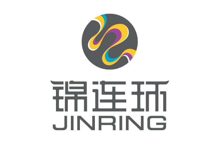 锦连环JINRING品牌标志,环形图案搭配锦连环中英文名称的企业视觉设计