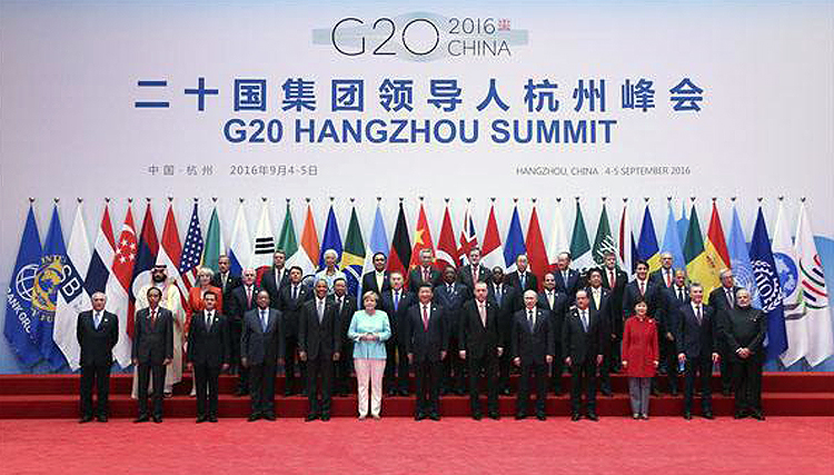 G20二十国集团杭州峰会领导人合影，引用作为大型峰会品牌策划案例