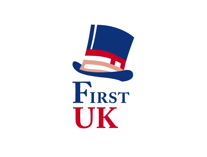 First UK新标志，蓝色高顶礼帽造型logo，锦连环教育品牌升级设计