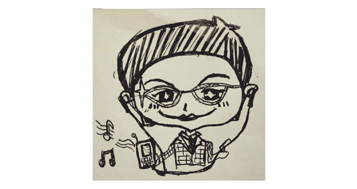 手绘戴眼镜听音乐卡通人物头像素描，以漫画风格塑造亲切有趣的个人品牌形象