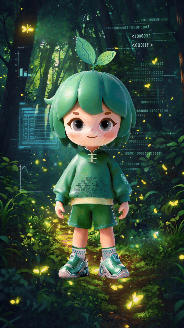 翠微小学吉祥物翠小V形象设计，绿色教育生态人格化精灵陪伴孩子成长