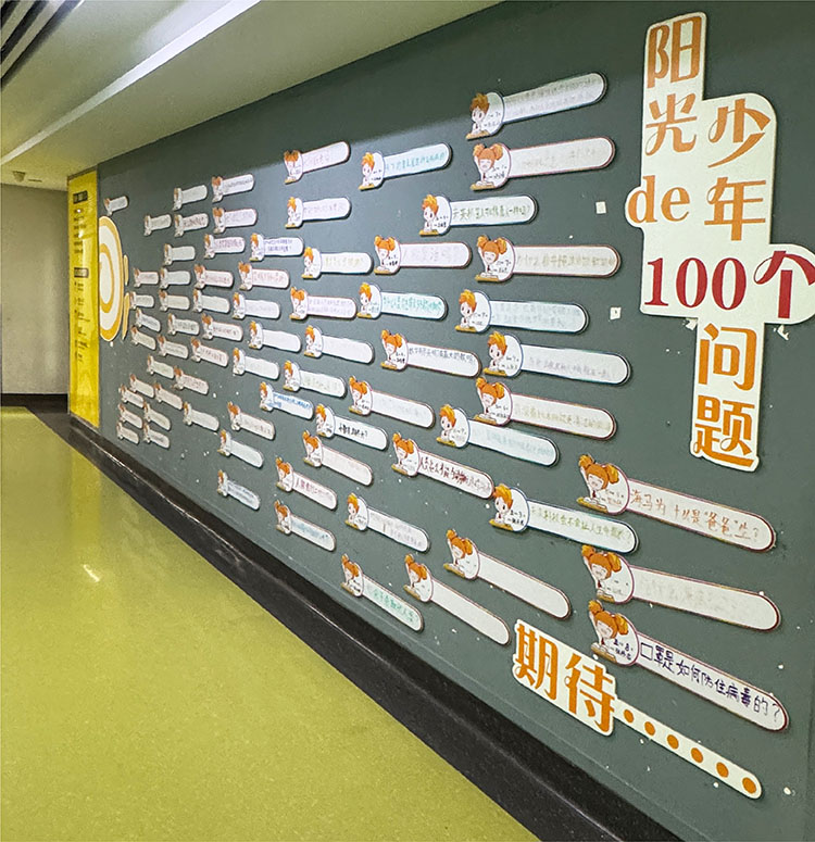 红英小学阳光少年100个问题校园展示墙